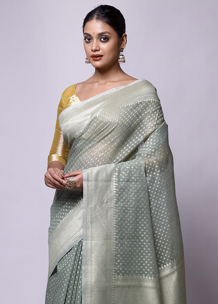 Green Kora Silk Saree With Blouse Piece Where To Buy Low Pice