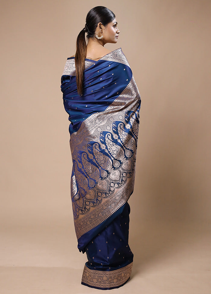 Blue Katan Silk Saree With Blouse Piece Cheap Sale 2025