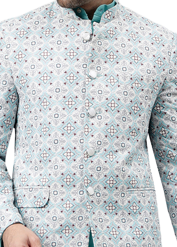 Turquoise Viscose Jacquard Blazer Buy Cheap Tumblr