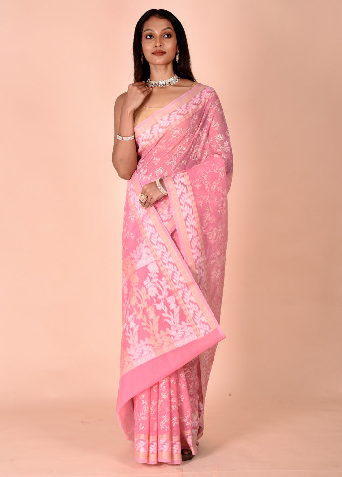 Pink Kota Cotton Saree With Blouse Piece 2025 Unisex