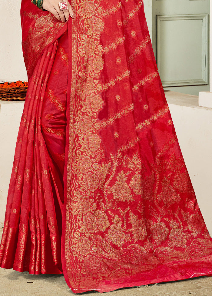 Red Spun Silk Saree With Blouse Piece Buy Cheap Pices