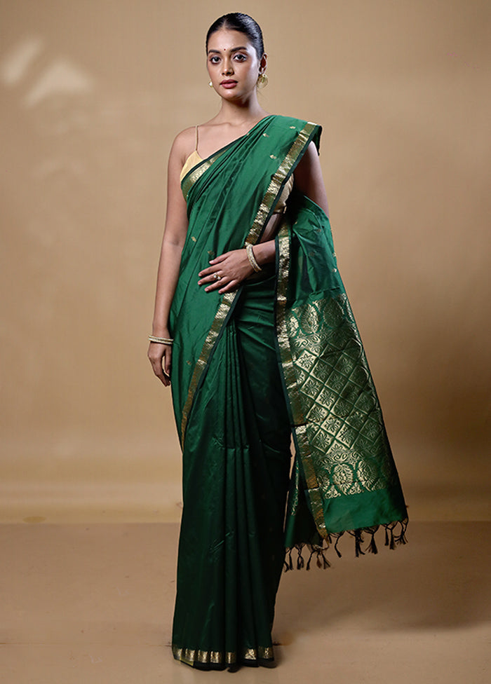 Green Kanjivaram Silk Saree With Blouse Piece Cheap Sale Best Wholesale