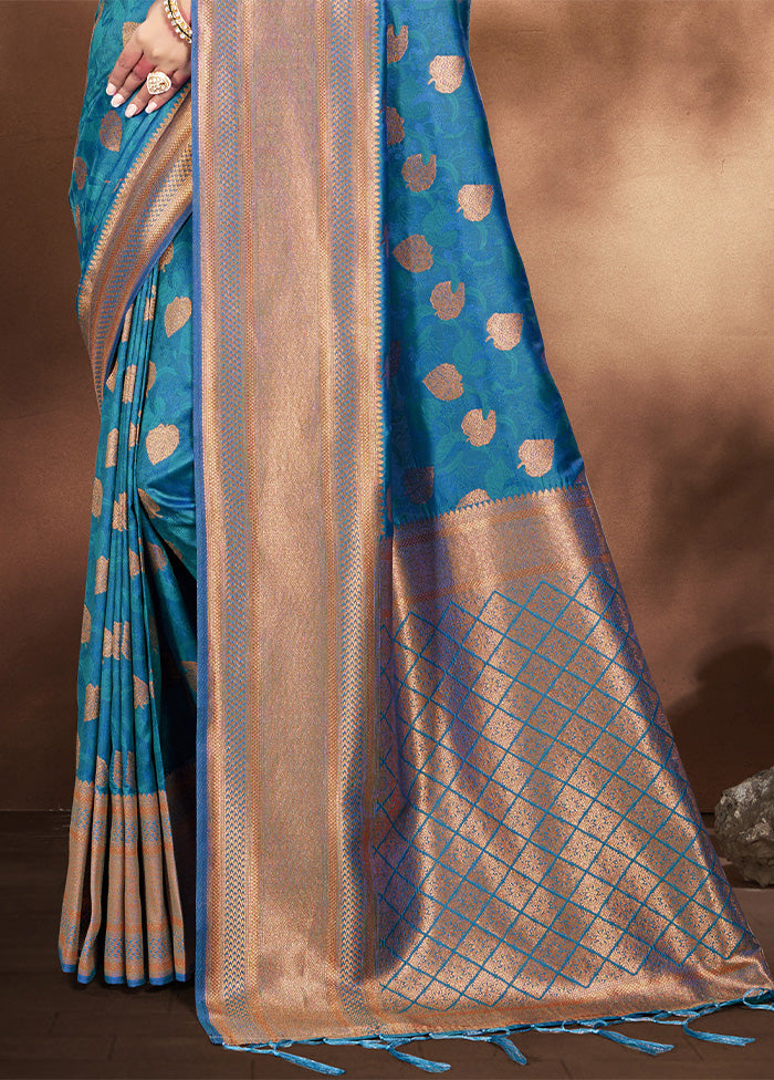 Sky Blue Spun Silk Saree With Blouse Piece Discount Best Sale