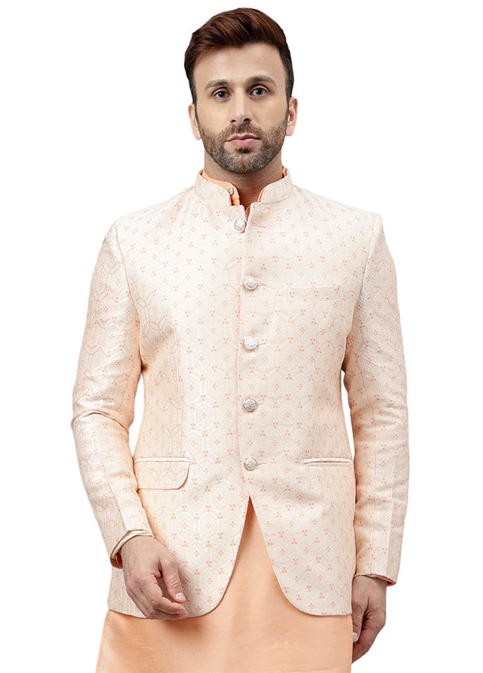 Peach Viscose Jacquard Blazer Online Online Original