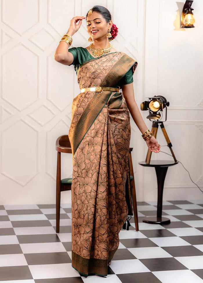 Multicolor Banarasi Silk Saree With Blouse Piece Cheap Sale Latest Collections