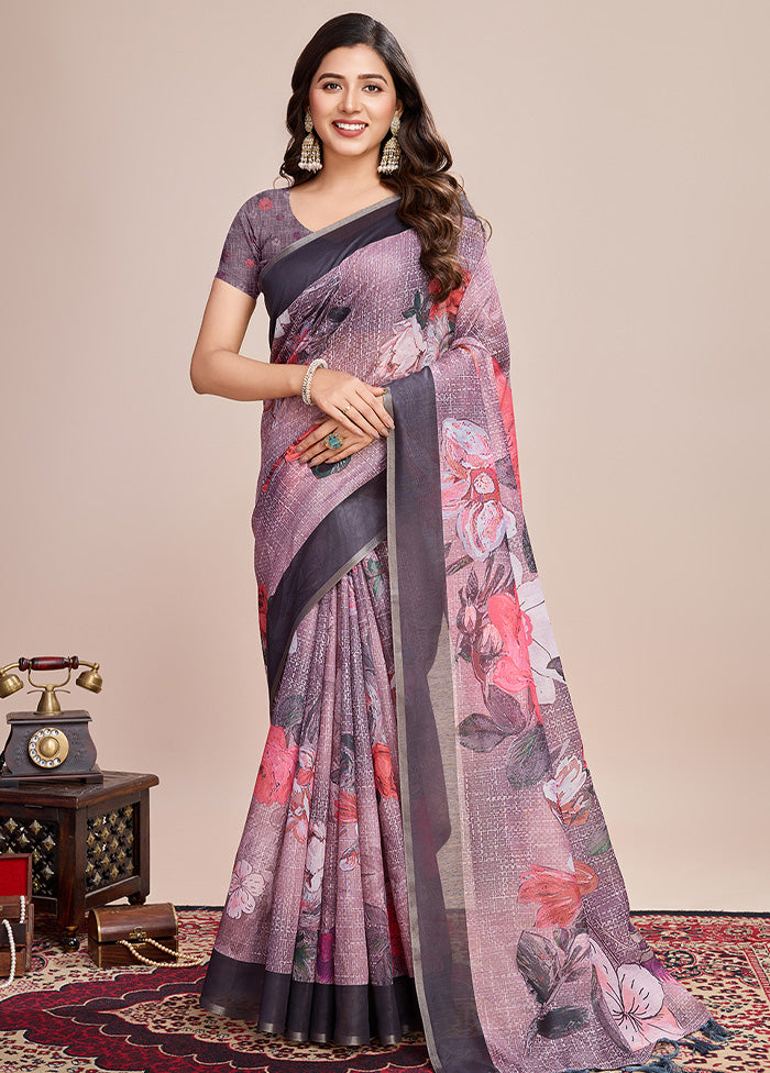 Multicolor Linen Silk Saree With Blouse Piece Sale New Styles