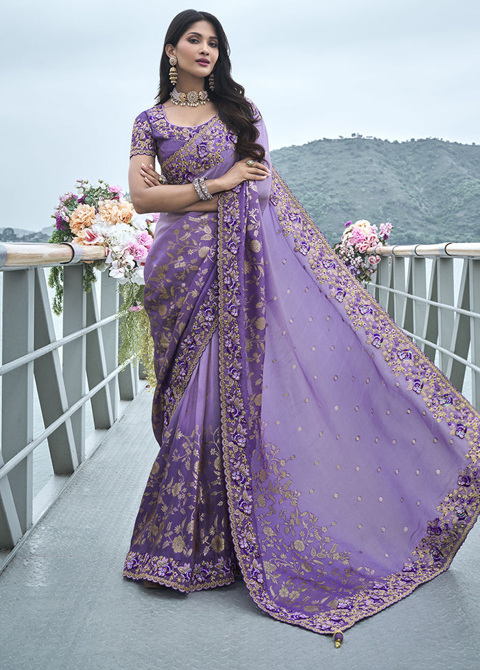 Purple Spun Pure Silk Saree With Blouse Piece Best Place To Buy