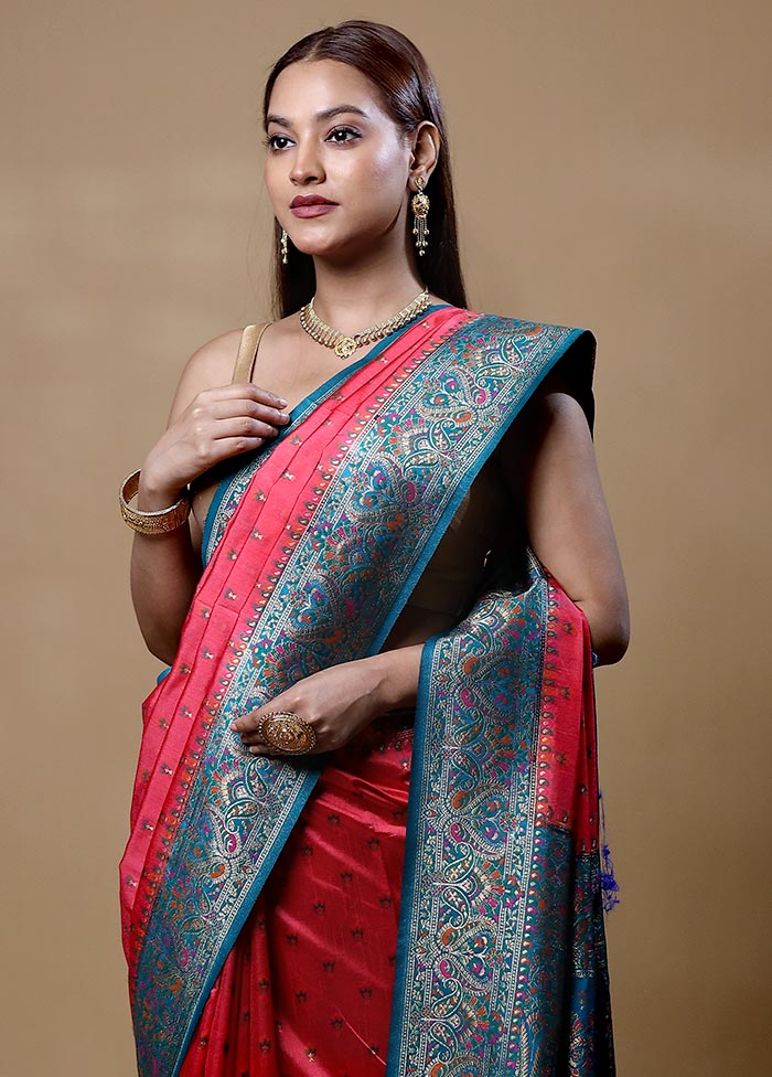 Pink Dupion Silk Saree With Blouse Piece Reliable For Sale