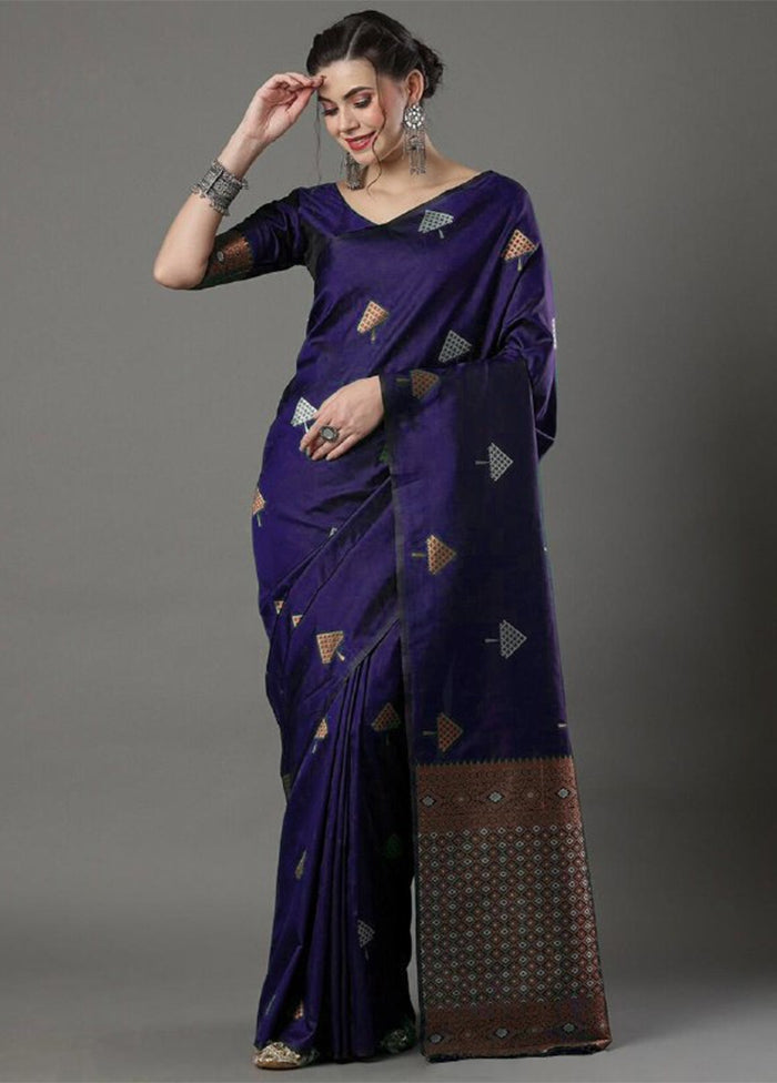 Purple Banarasi Silk Saree With Blouse Piece Buy Cheap Comfortable