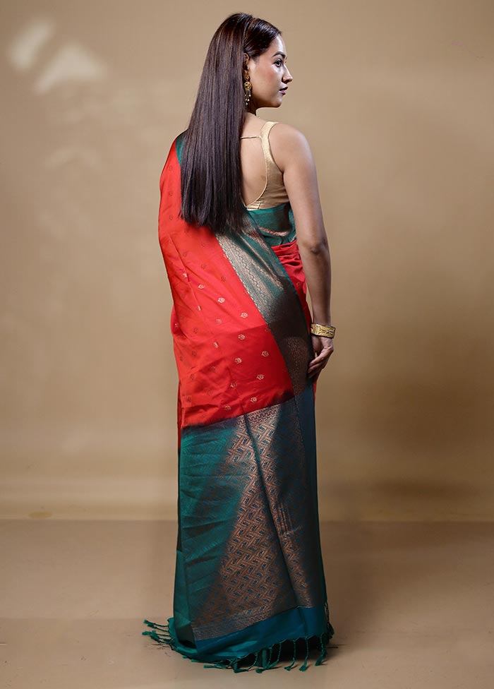 Red Dupion Silk Saree With Blouse Piece Geniue Stockist Cheap Online