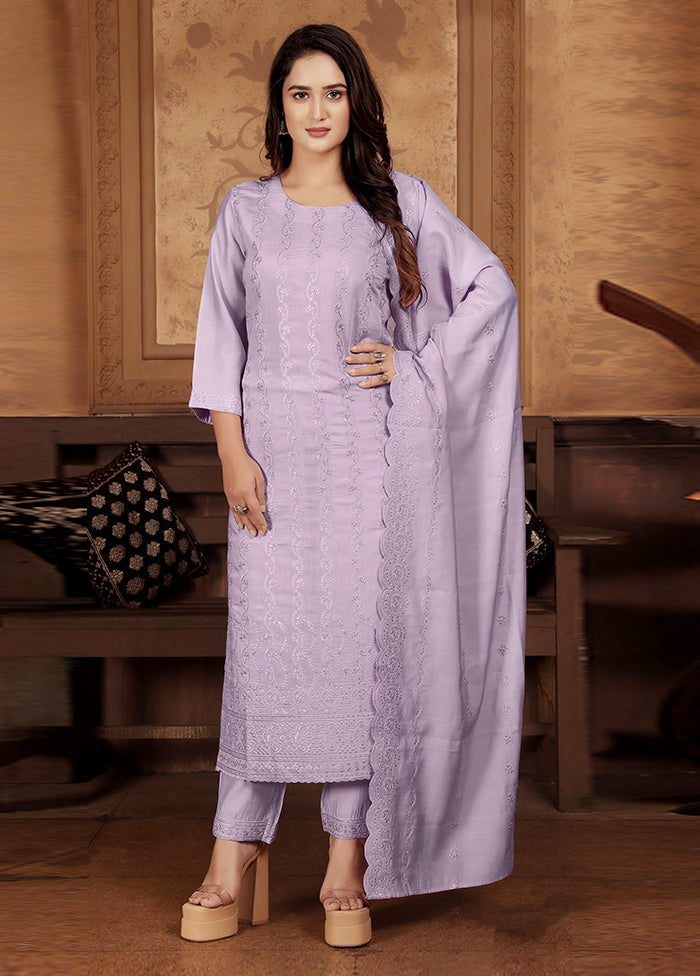 3 Pc Lavender Readymade Chanderi Suit Set Cheap Wiki