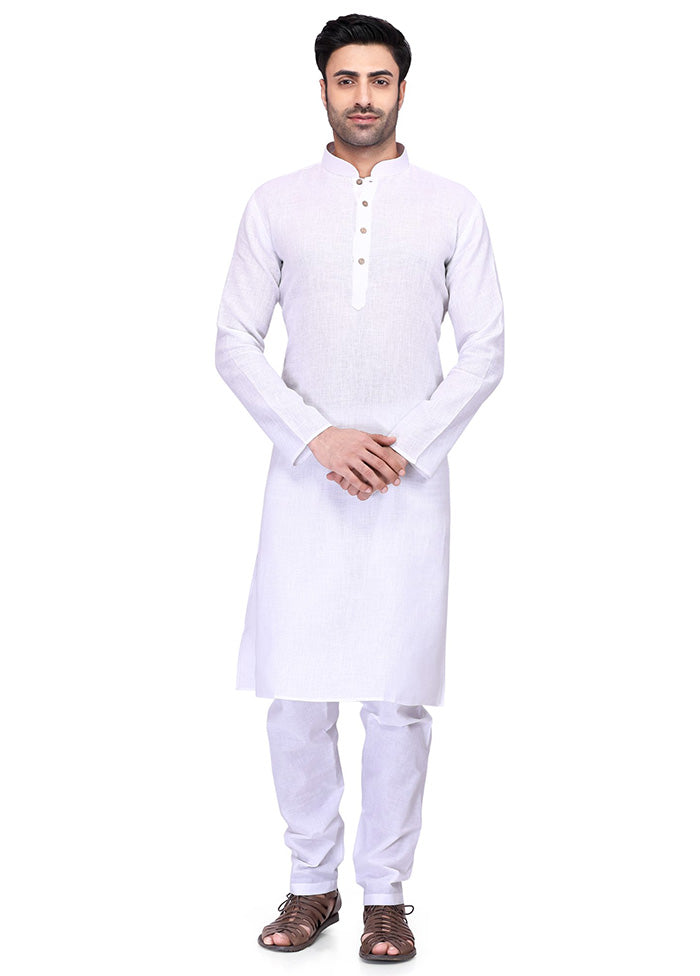 White Cotton Kurta And Pajama Set Sale Visa Payment