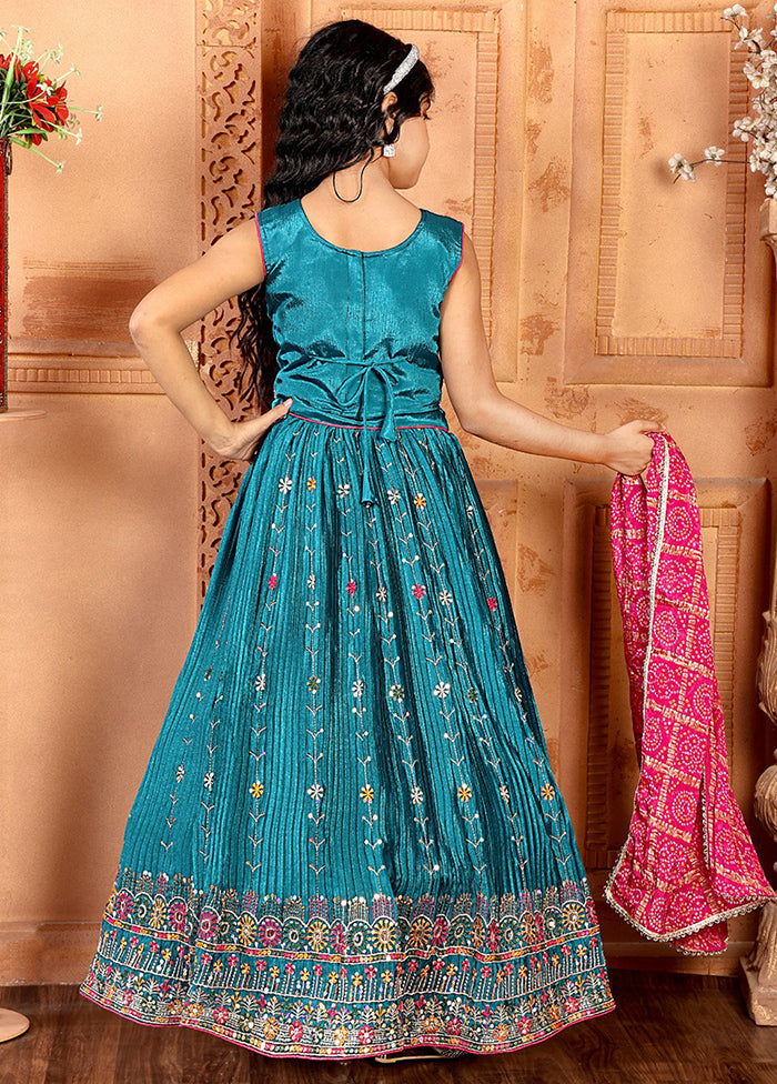 Blue Silk Sequance Embroidery Work Lehenga With Dupatta Buy Cheap Free Shipping