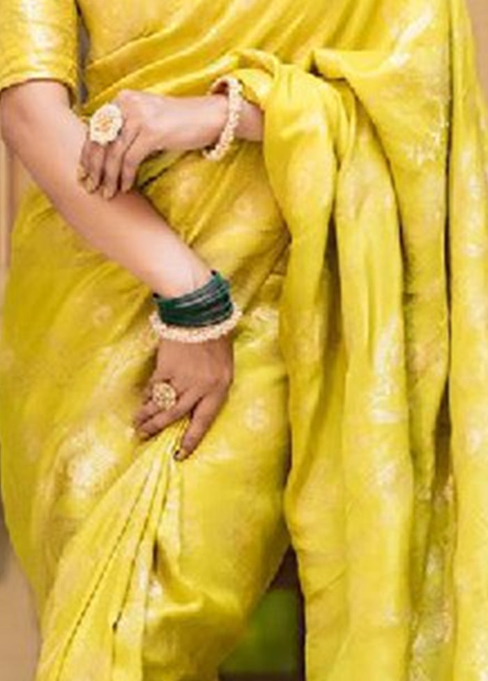 Yellow Banarasi Silk Saree With Blouse Piece Wholesale Pice Cheap Pice