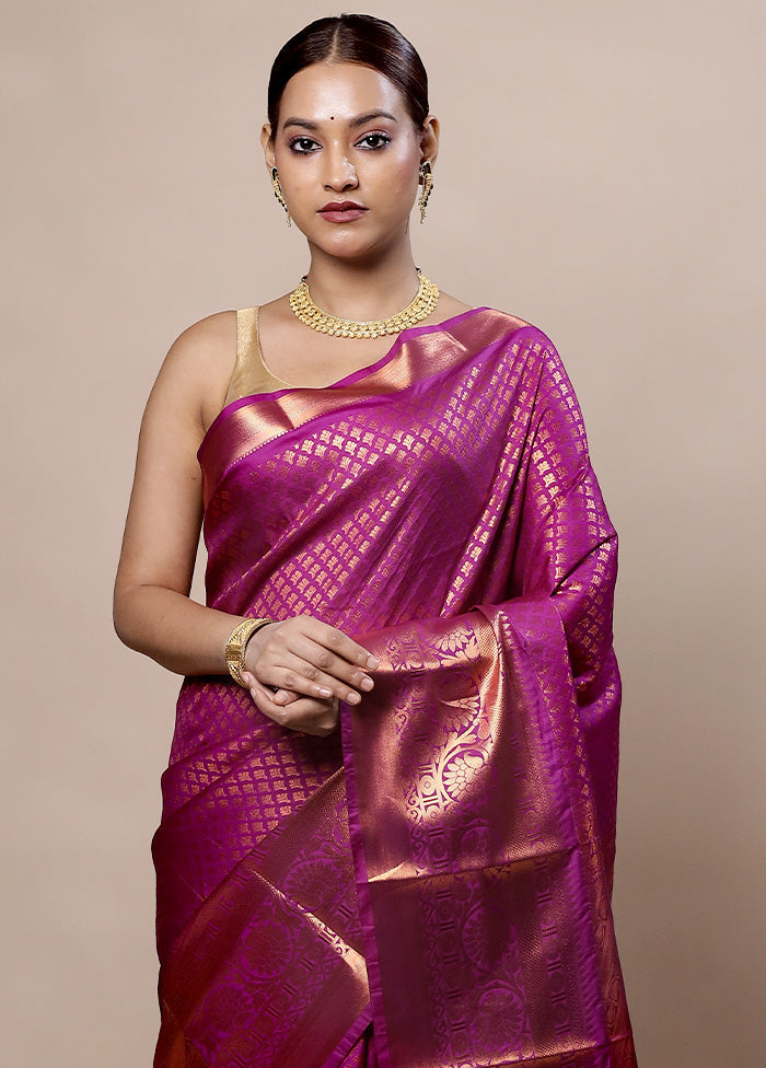 Pink Kanjivaram Silk Saree With Blouse Piece Cheap Sale Footlocker Pictures