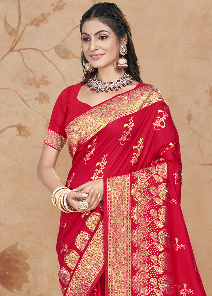 Red Spun Silk Saree With Blouse Piece Cheapest Cheap Online