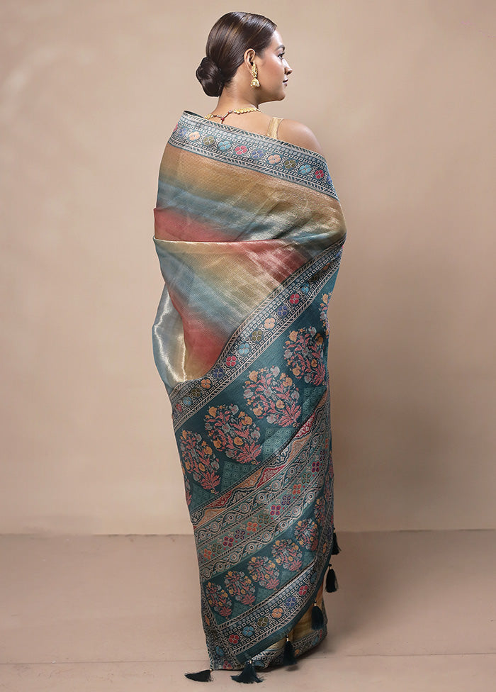 Multicolor Tissue Silk Saree With Blouse Piece Cheap Shop