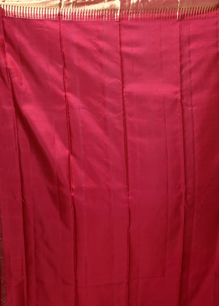 Red Handloom Kanchipuram Pure Silk Saree With Blouse Piece Clearance Purchase