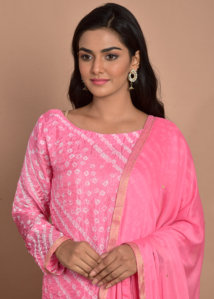 3 Pc Pink Silk Suit Set With Dupatta Cheap Sale 100% Authentic