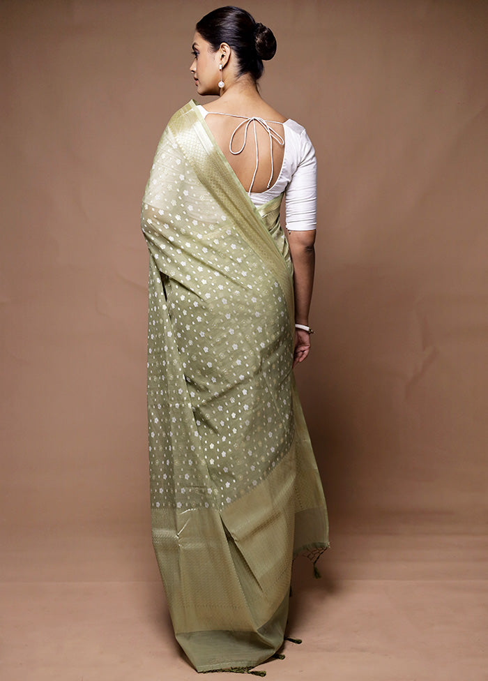 green Kora Silk Saree With Blouse Piece Buy Cheap Very Cheap