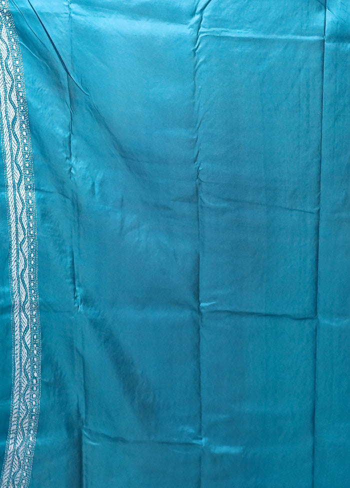 Blue Handloom Kantha Stitch Pure Silk Saree With Blouse Piece Websites Online