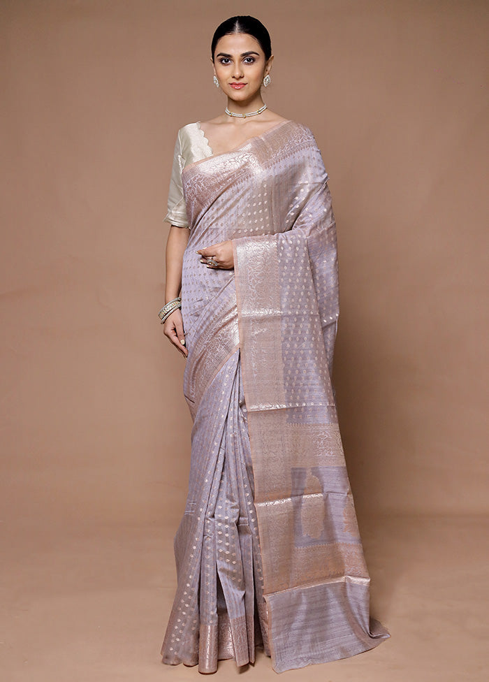 Grey Kora Silk Saree With Blouse Piece Tumblr