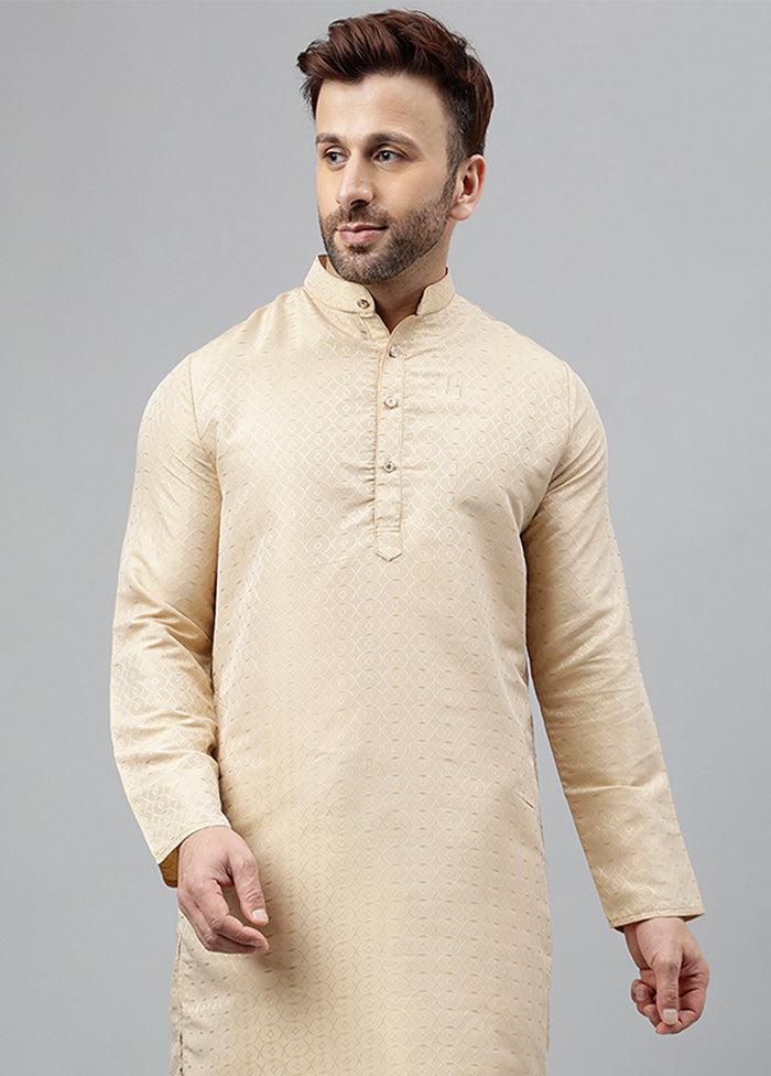 Cream Viscose Jacquard Long Kurta Free Shipping Sale Online