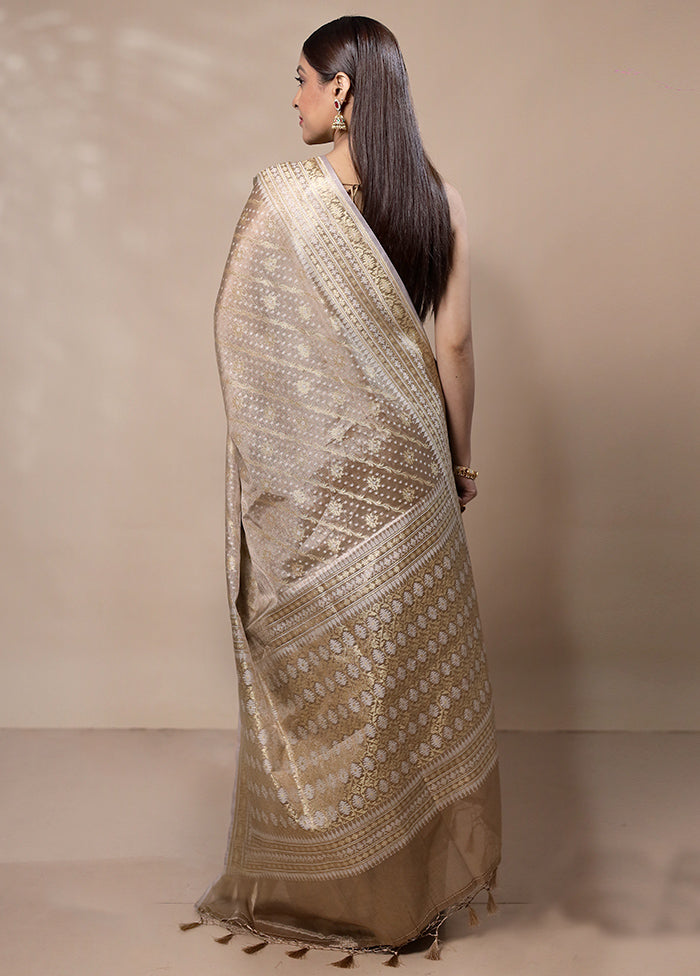 Golden Tissue Silk Saree With Blouse Piece Cheap Sale Big Sale