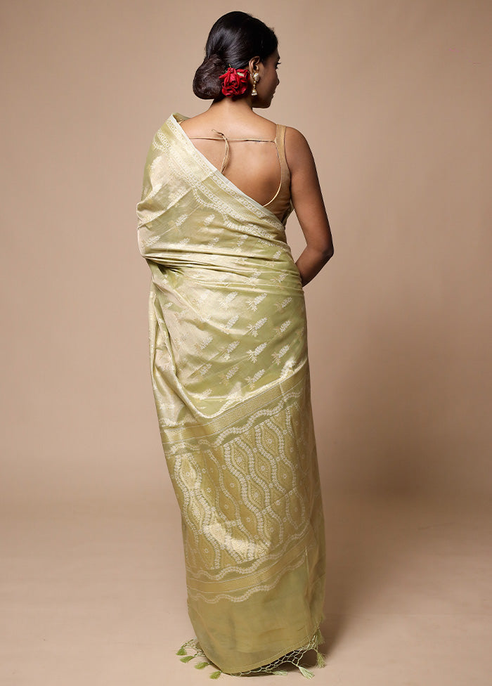 Green Tissue Silk Saree With Blouse Piece Cheap Sale Countdown Package