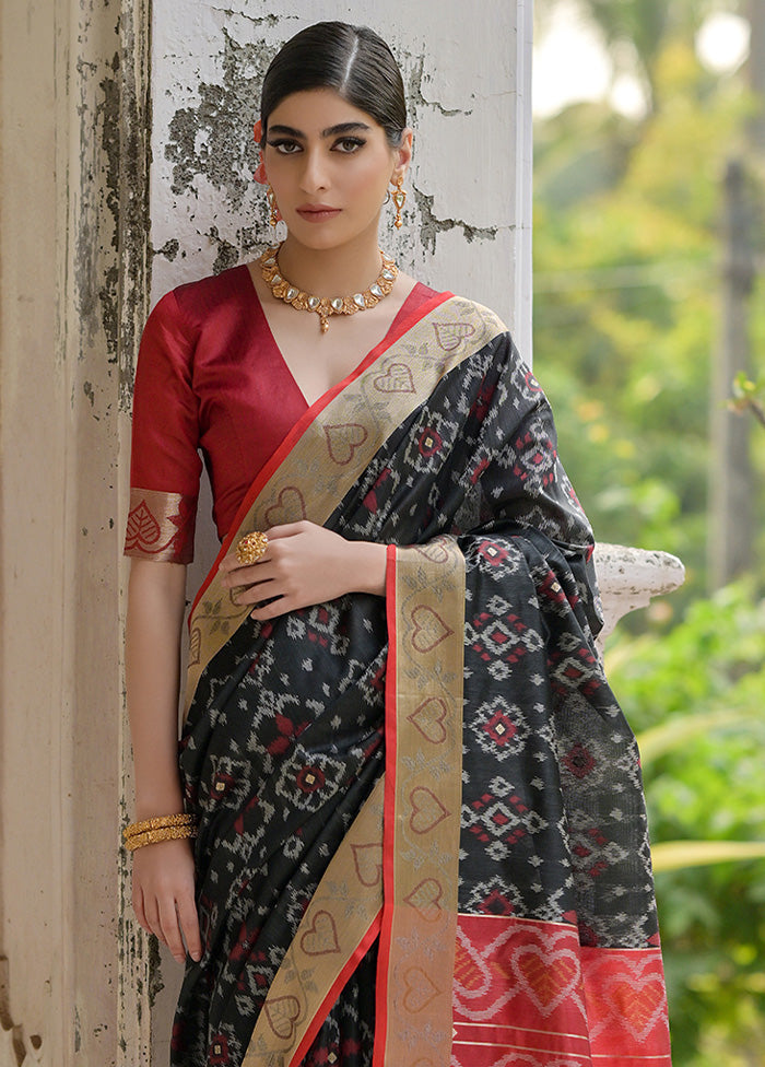 Black Spun Silk Saree With Blouse Piece Free Shipping Shop