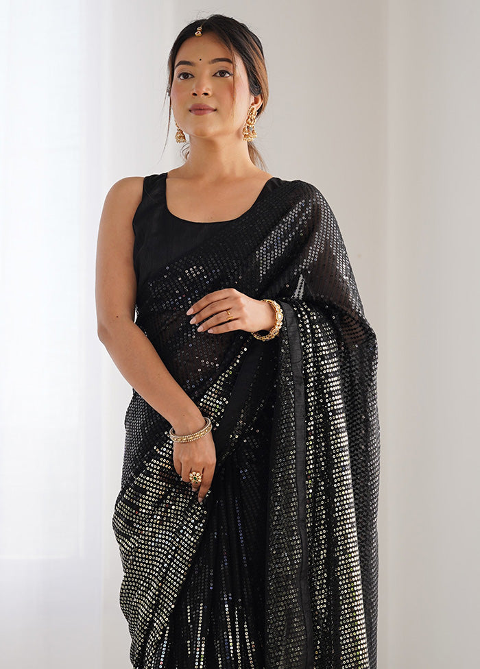 Black Georgette Saree With Blouse Piece Clearance Reliable