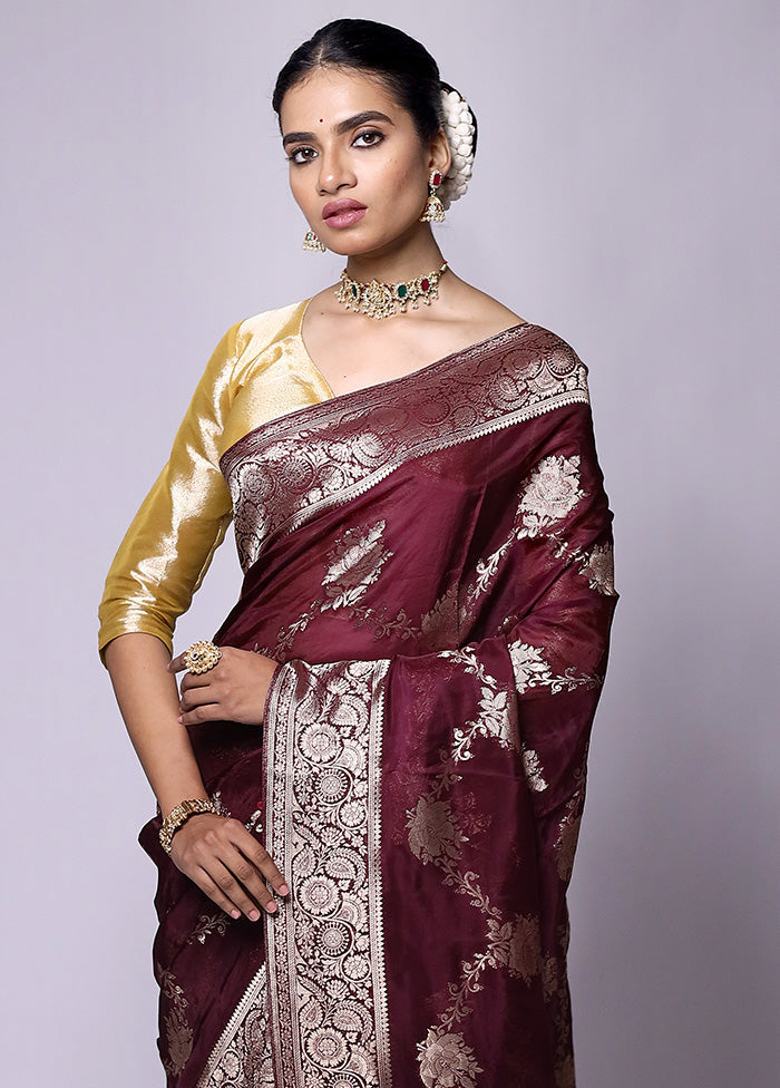 Maroon Dupion Silk Saree With Blouse Piece Outlet Best Seller