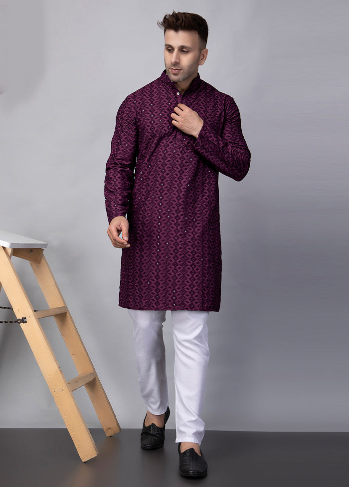 2 Pc Purple Viscose Kurta Pajama Set Cheap Sale Online Online