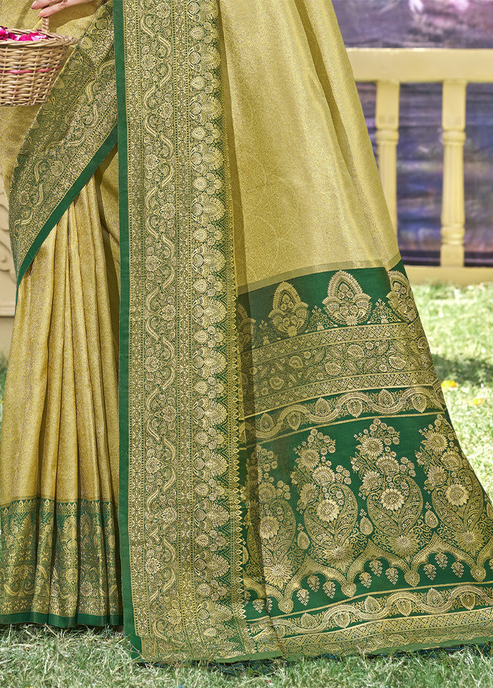 Light Green Spun Silk Saree With Blouse Piece Outlet With Credit Card