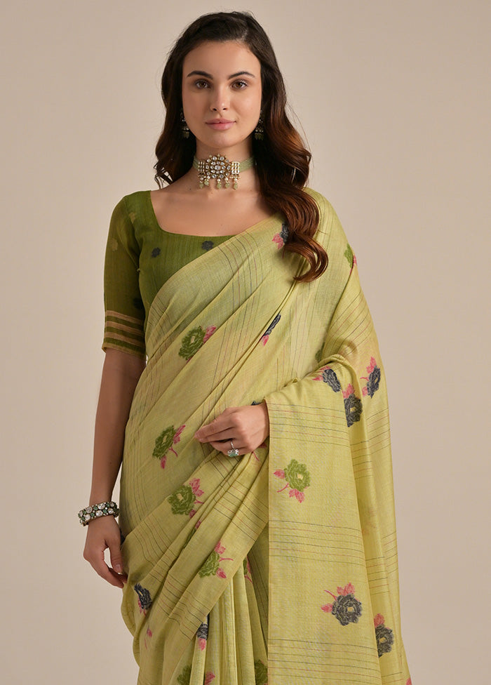 Pista Green Pure Cotton Saree With Blouse Piece Best Place To Buy Online