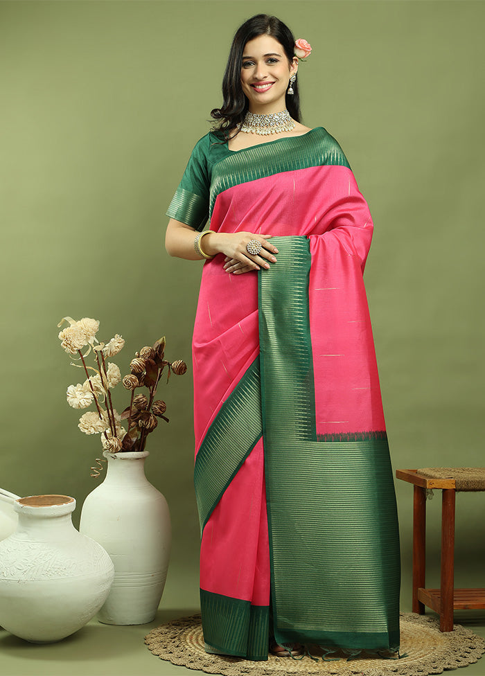 Pink Dupion Silk Saree With Blouse Piece Sale 2025