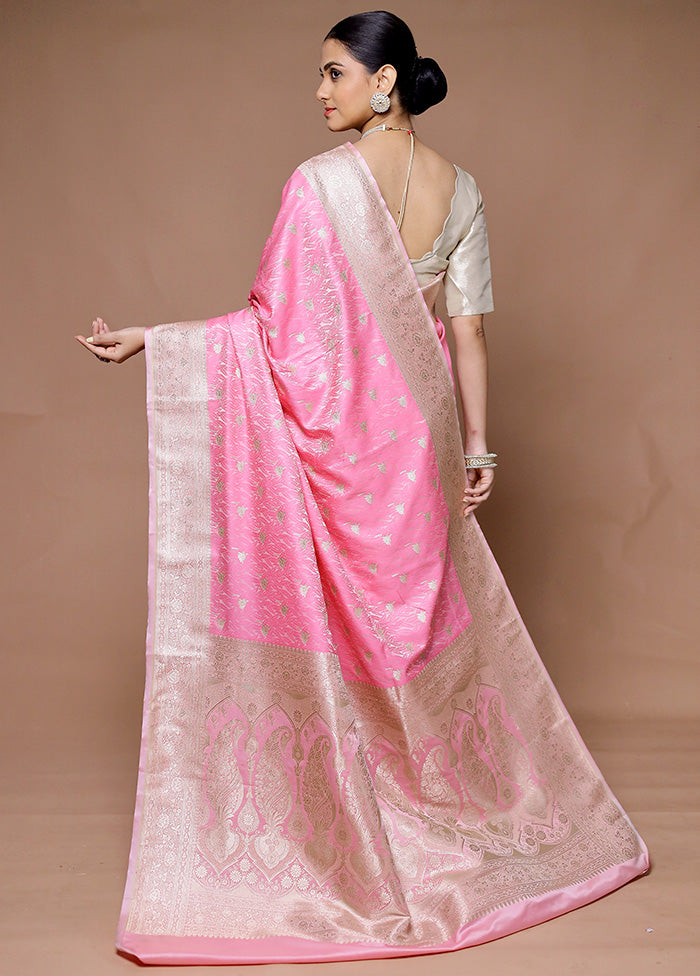 Pink Katan Silk Saree With Blouse Piece Discount Explore