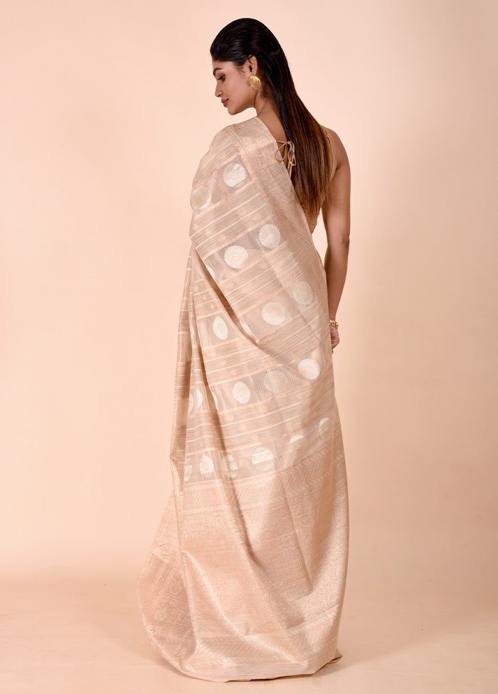 Cream Tissue Silk Saree With Blouse Piece Discount 2025 Unisex