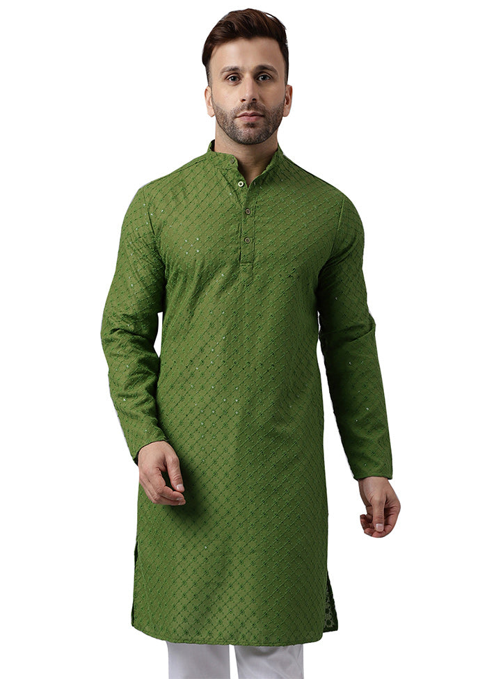 Mehendi Silk Embroidered Kurta Outlet 100% Original