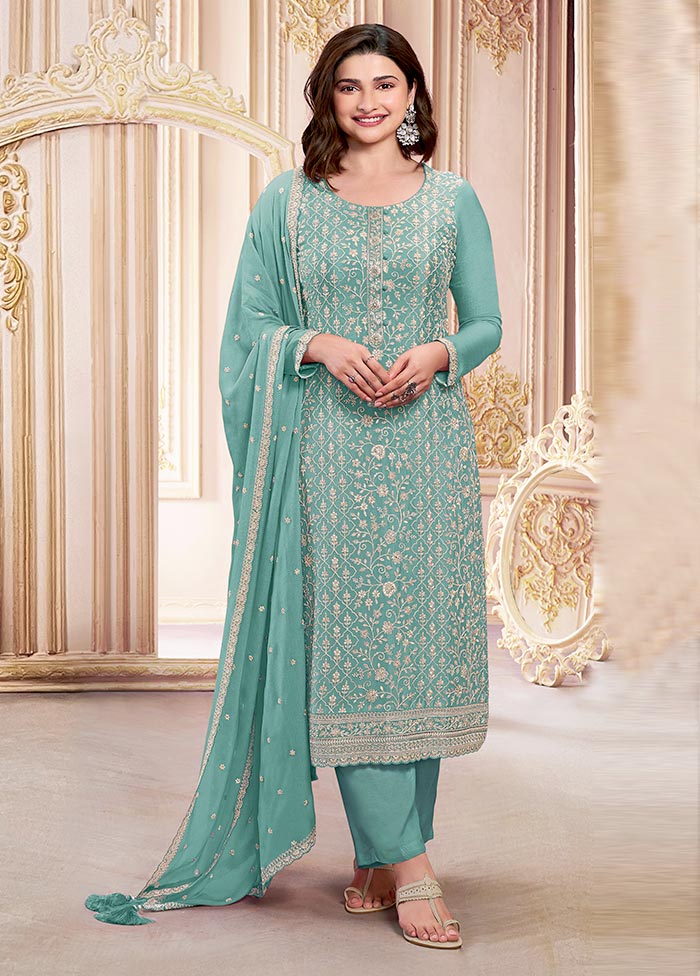 3 Pc Firoza Semi Stitched Georgette Suit Set Sale Popular