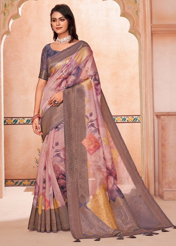 Multicolor Spun Silk Saree With Blouse Piece Cheap Best Sale