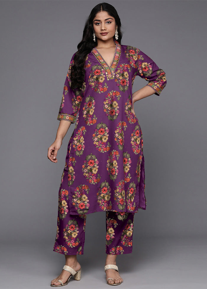 2 Pc Purple Readymade Silk Kurti Set High Quality Buy Online