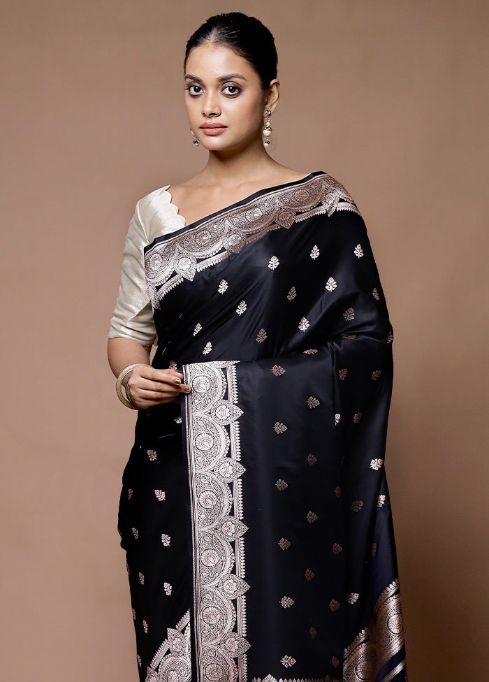 Black Katan Silk Saree With Blouse Piece Discount