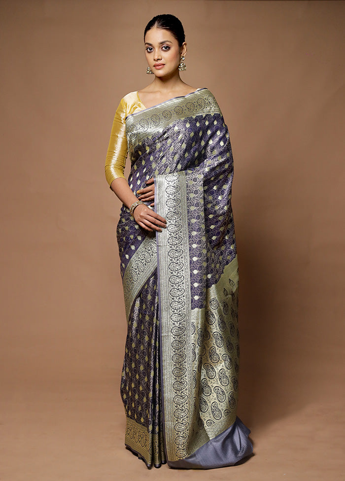 Blue Tanchoi Silk Saree With Blouse Piece Clearance Best Seller