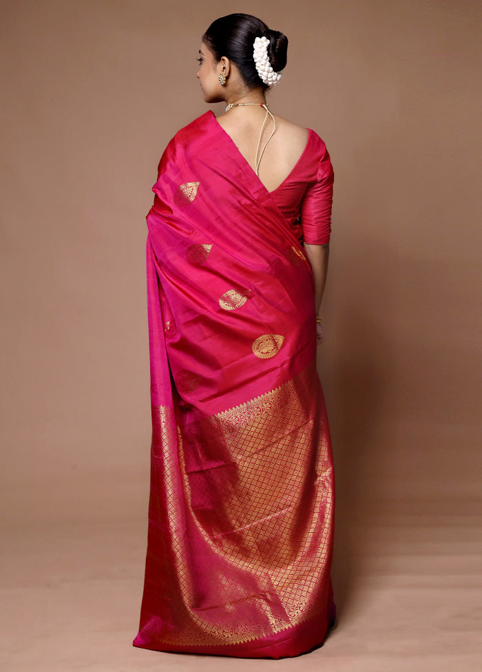 Pink Handloom Kanjivaram Pure Silk Saree With Blouse Piece Discount Order