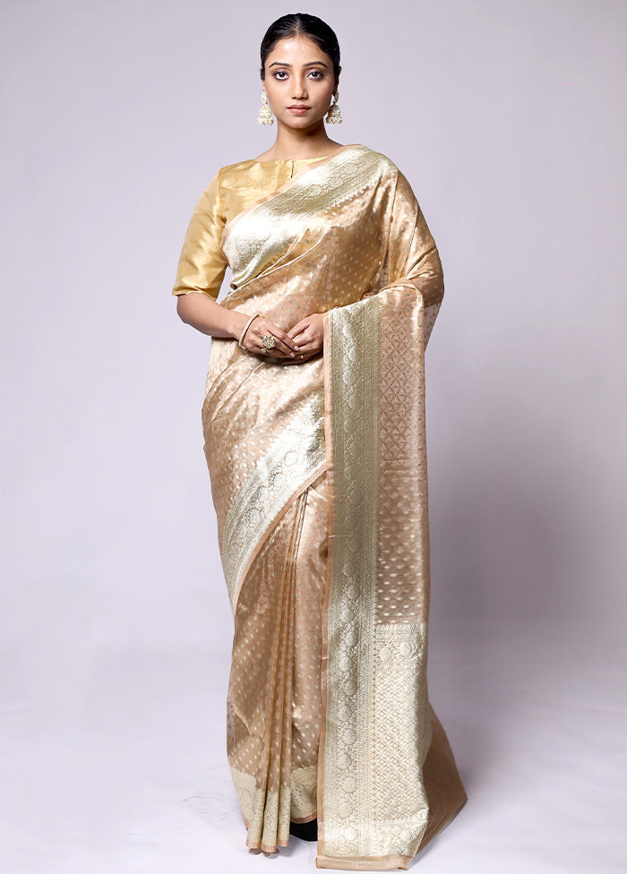 Cream Tissue Silk Saree With Blouse Piece Outlet Shop