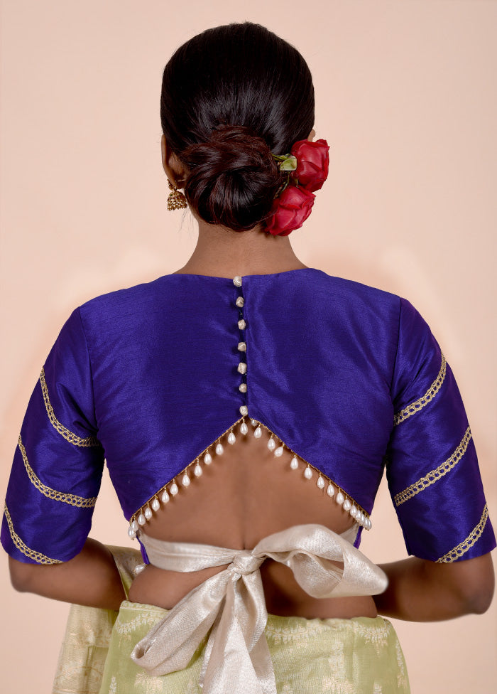 Royal Blue Dupion Silk Designer Blouse Wiki Sale Online