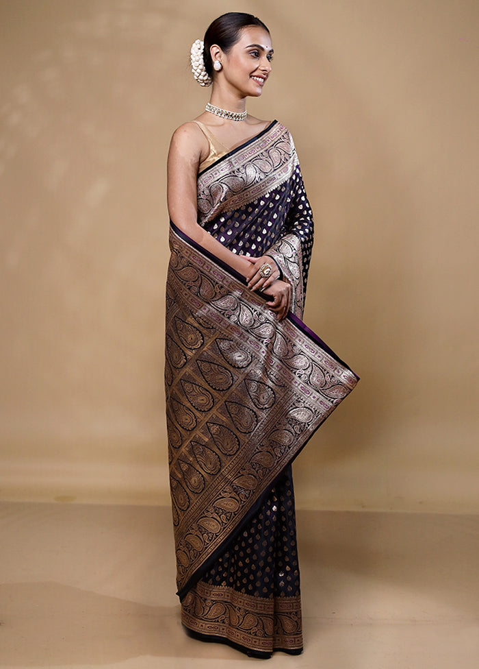 Black Banarasi Silk Saree With Blouse Piece Cost Cheap Online