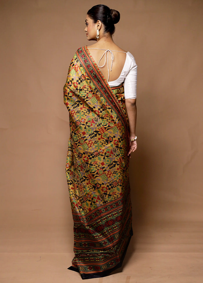 Multicolor Printed Pure Silk Saree Without Blouse Piece Finishline Online