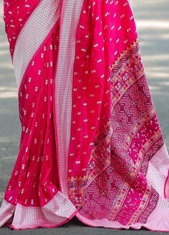 Pink Banarasi Silk Saree With Blouse Piece Buy Cheap The Cheapest